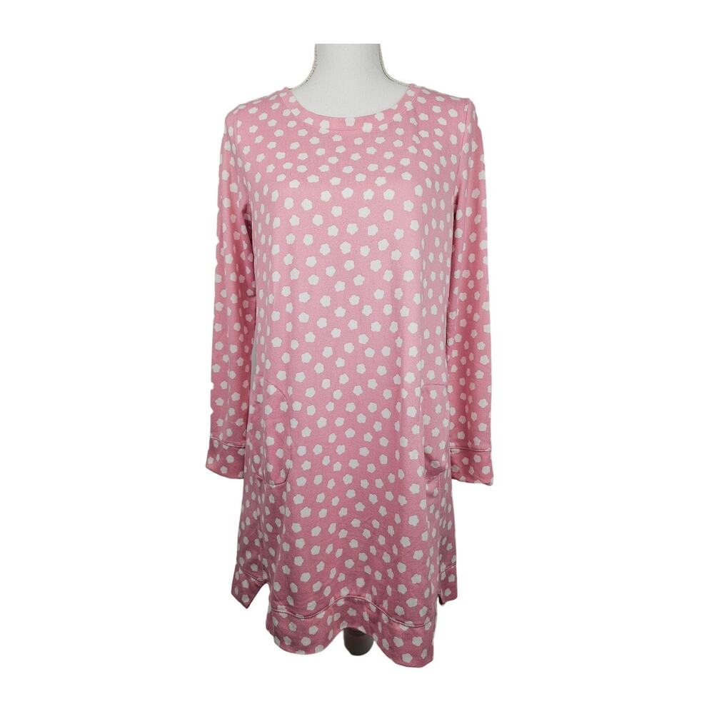 KATE SPADE WOMEN’S LOUNGE/SLEEP LONG SLEEVE DRESS – PINK W/ WHITE STARS – SIZE S